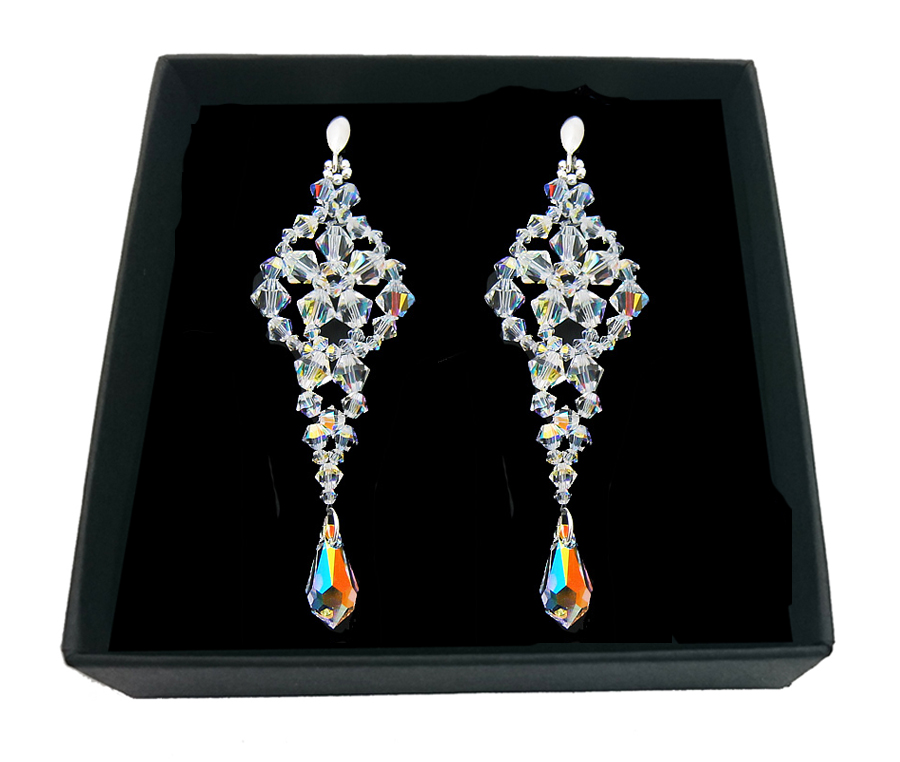 

Kolczyki Swarovski błyszczące długie Ab 1834