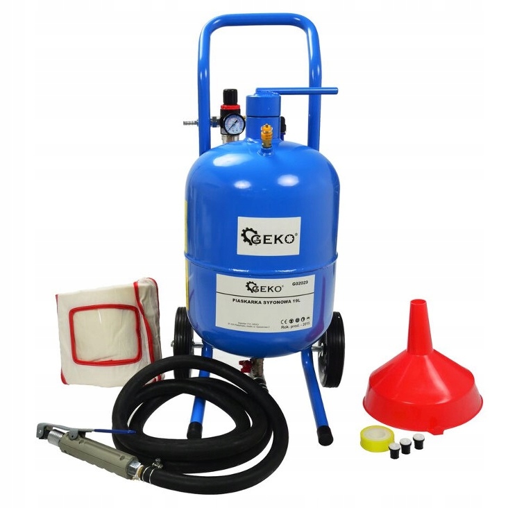 МОБІЛЬНИЙ СИФОННИЙ ПІСКОСТРУМИННИЙ АПАРАТ 19Л МАСКА 4 СОПЛА GEKO