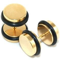 

oszukany tunel kolczyk fake plug złoty Stal 6mm