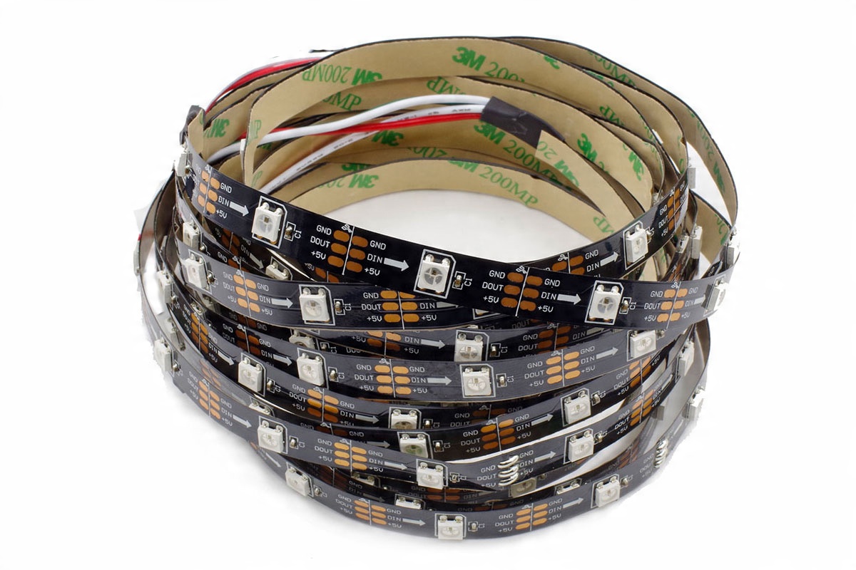

Taśma 74 LED/m, WS2812B 1m czarna,arduino,neopixel