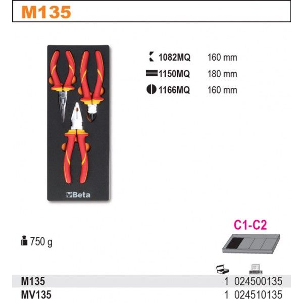 ZESTAW 3 SZCZYPIEC W MIĘKKIM WKŁADZIE PROFILOWANYM Kod producenta 2450/M135