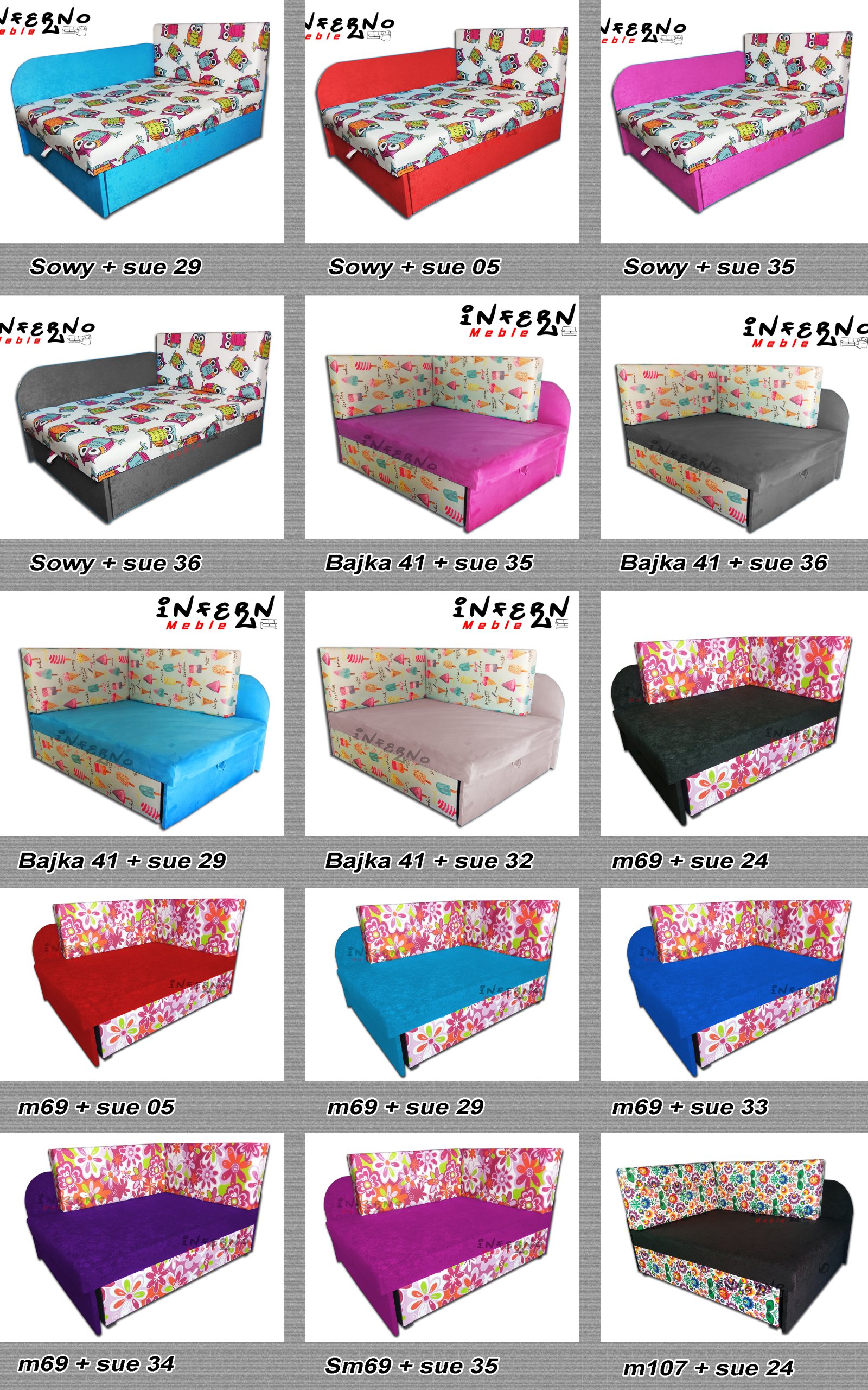 Narożnik dziecięcy, PRODUCENT, kubuś, sofka, łóżko Kolor obicia wielokolorowy