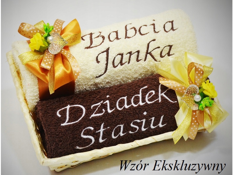 RĘCZNIKI z HAFTEM Orginalny Prezent na Dzień Babci i Dziadka dla Dziadków Informacje dodatkowe Wykonanie haftu w cenie