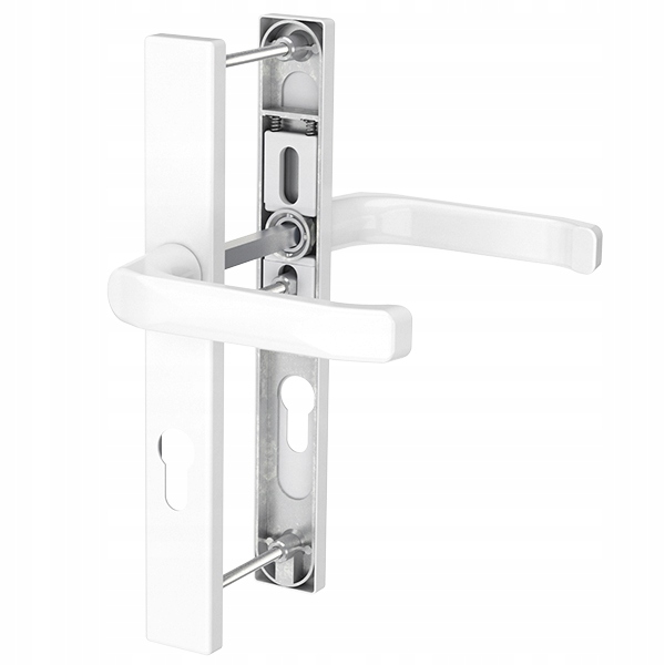 KLAMKA KLAMKI DO DRZWI PCV ALUMINIUM 85 / 32 NA WKŁADKĘ BIAŁA 9016