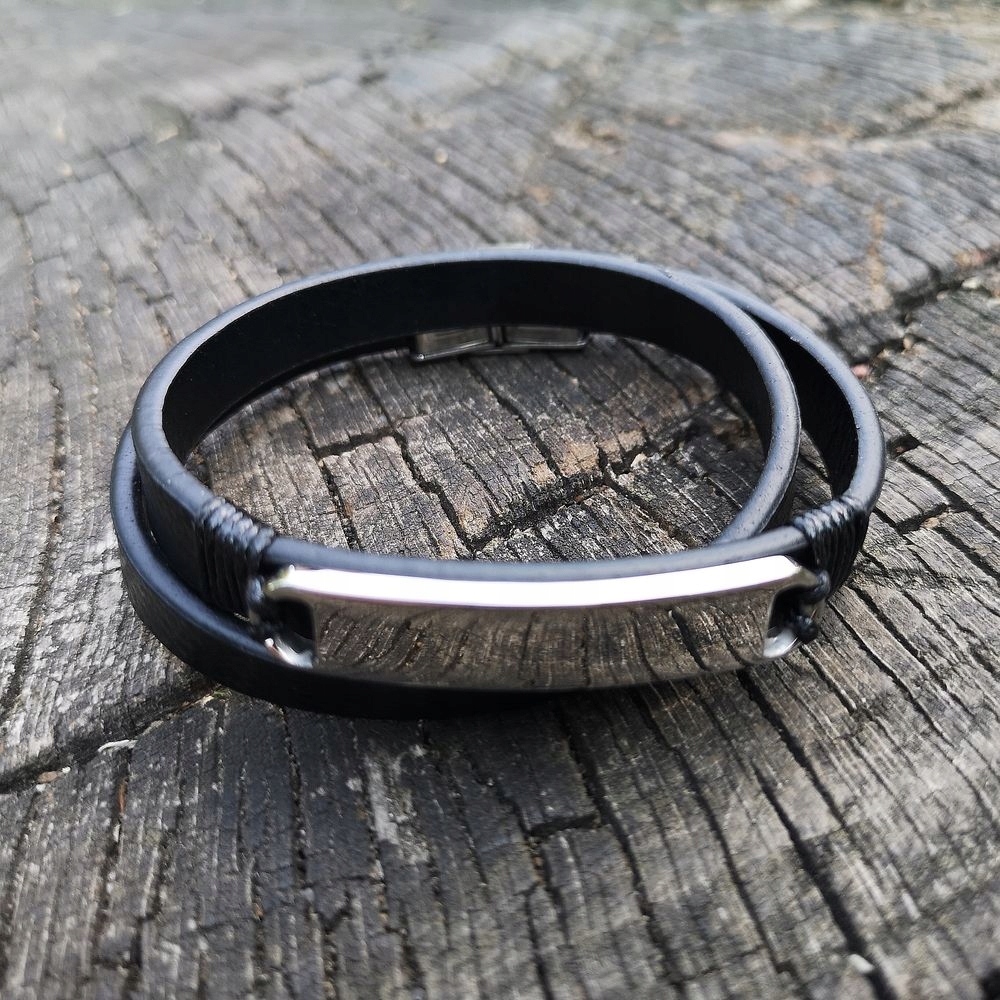 MĘSKA PRESTIŻOWA SKÓRZANA BRANSOLETKA Z GRAWEREM - Marka STEELOVA