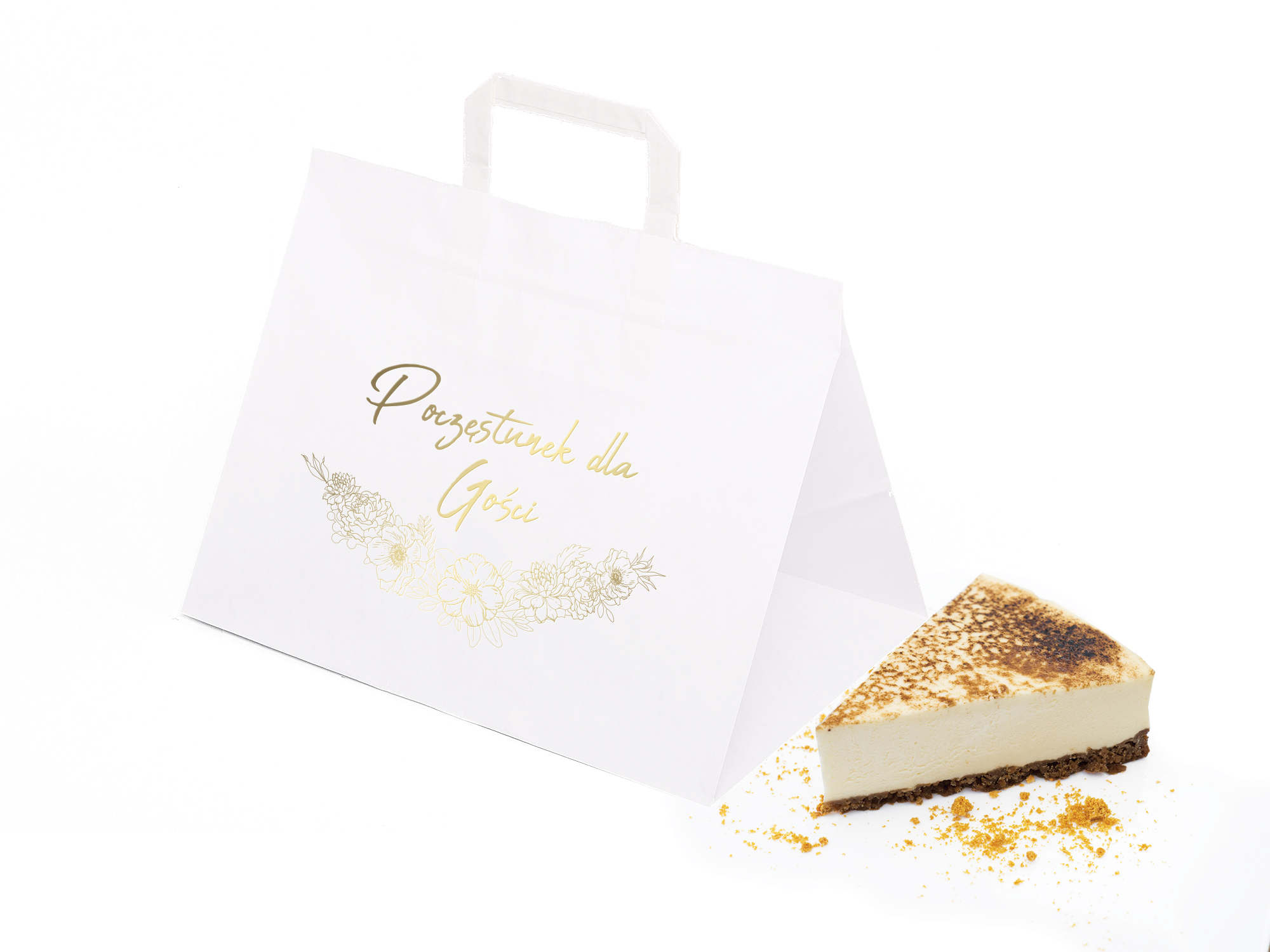 TORBA PAPIEROWA 32x22x24,5 cm WESELNA NA CIASTO WESELE DLA GOŚCI 25 szt