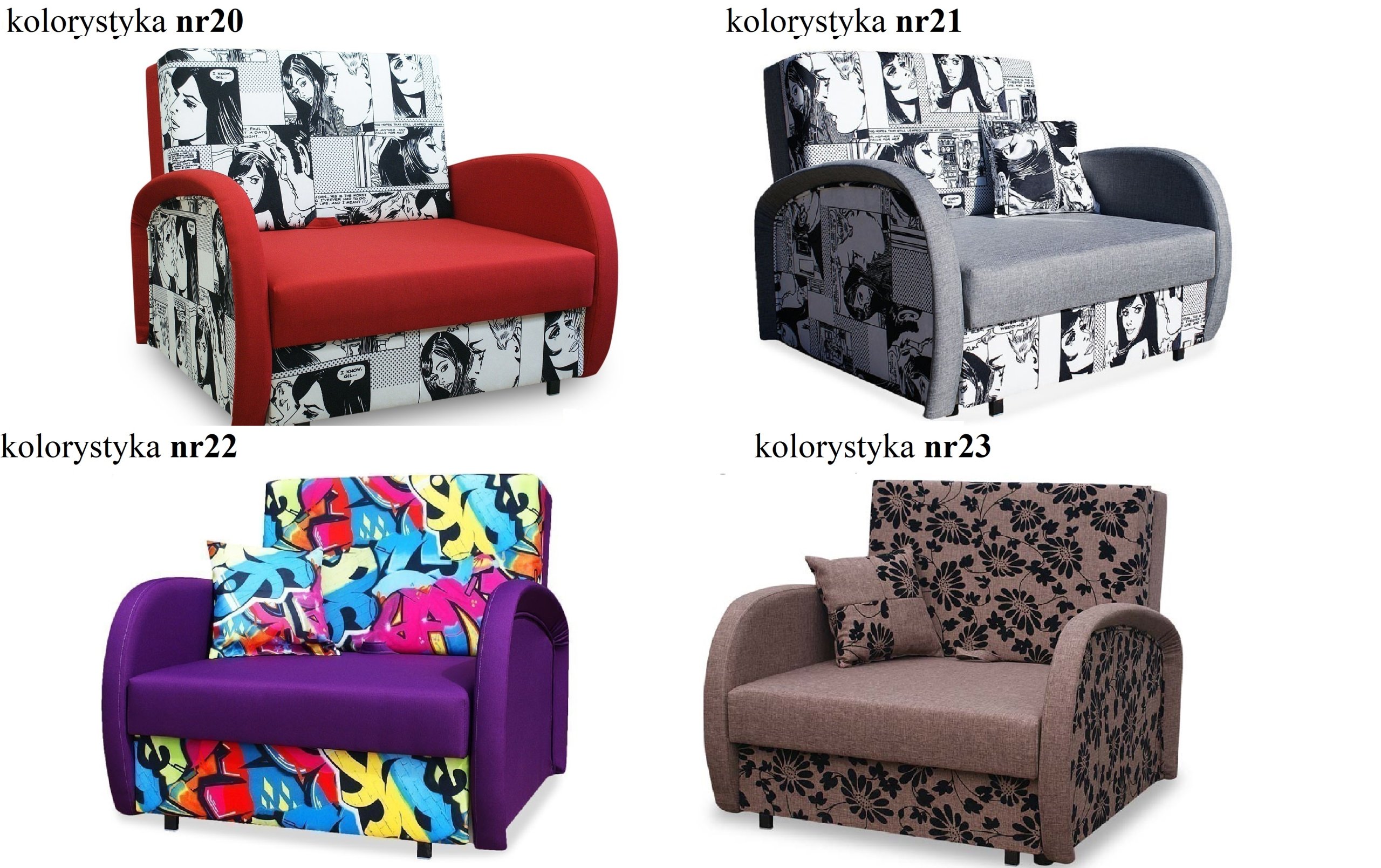 Fotel rozkładany, pojemnik Sofa Zuzia - amerykana, Wysokość mebla 85 cm