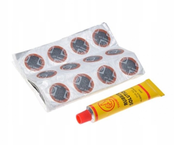 Zestaw Łatek Naprawczy Dętek Wulkanizator Łatki Awaryjne Klej do gum 20ml