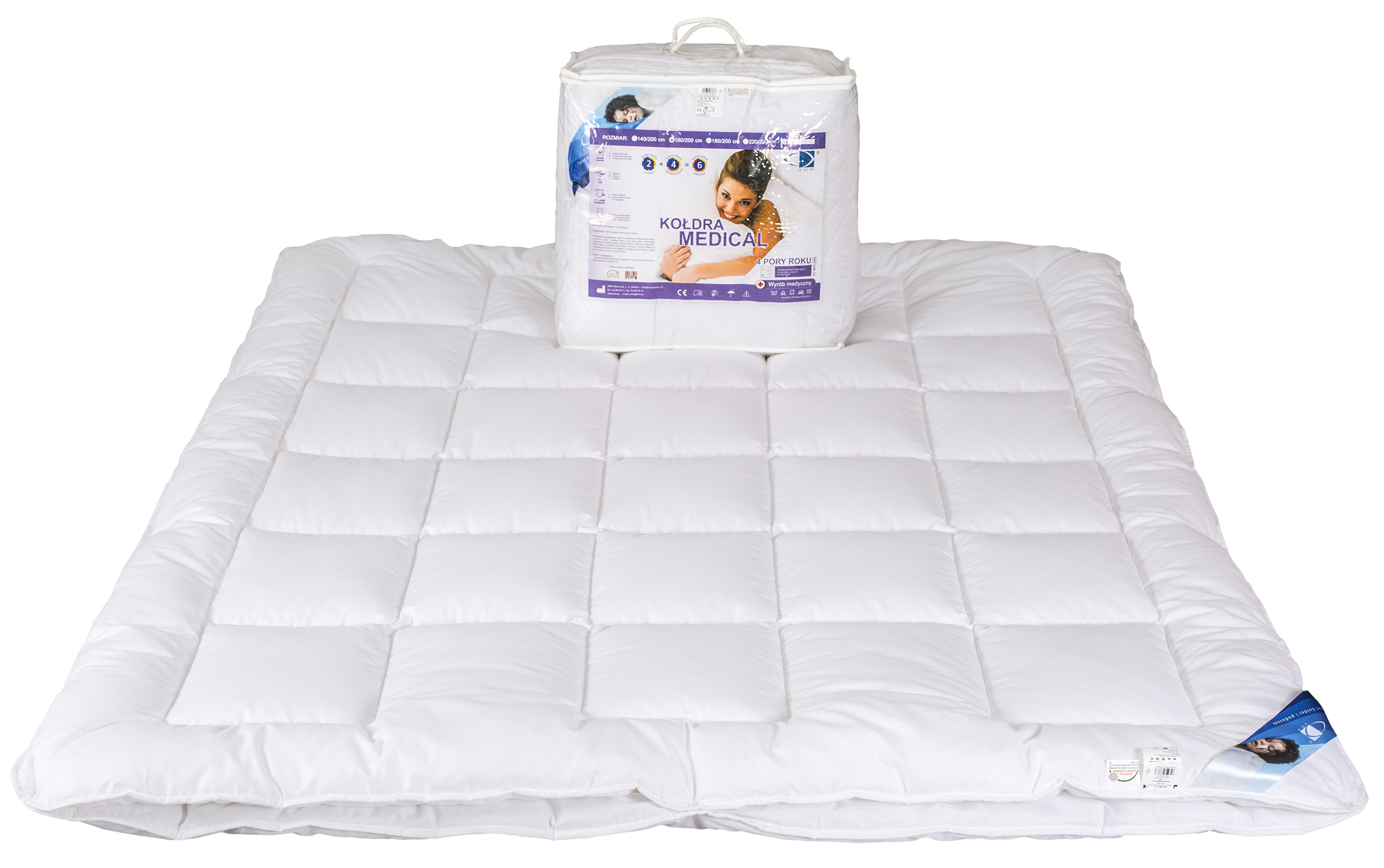 Kołdra MEDICAL 4 pory roku 160x200 Podwójna AMW Materiał wypełnienia poliester silikonowany