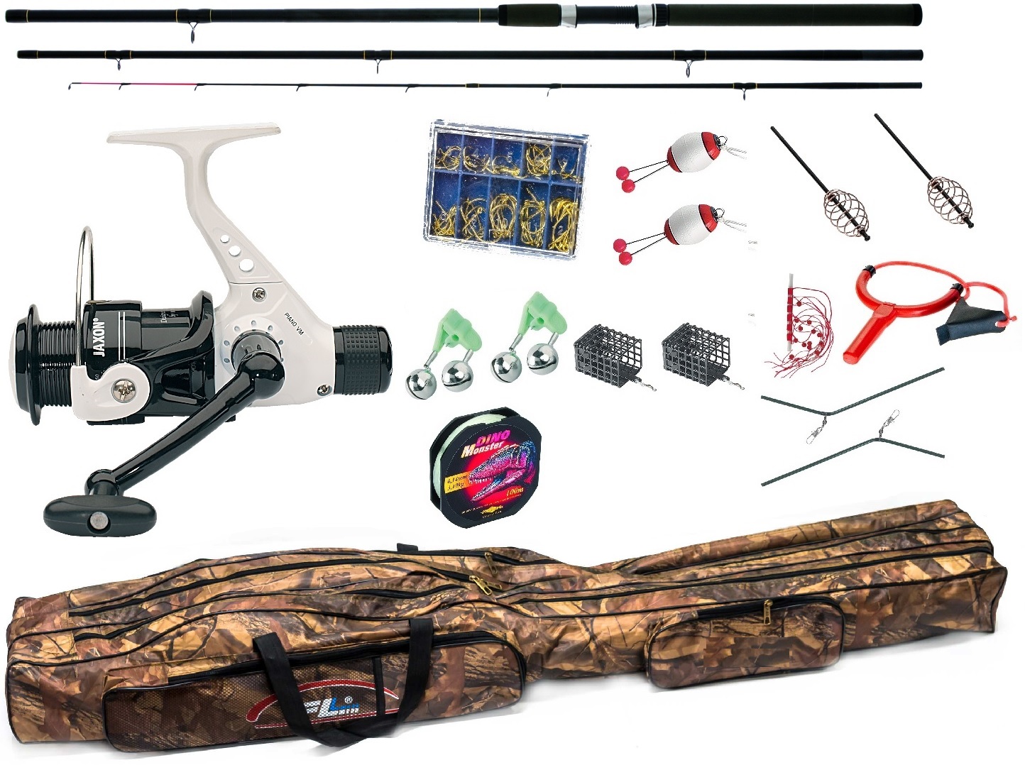 Zestaw na Grunt Feeder Wędka Mikado 3,3m Kołowrotek Jaxon Pokrowiec Żyłka