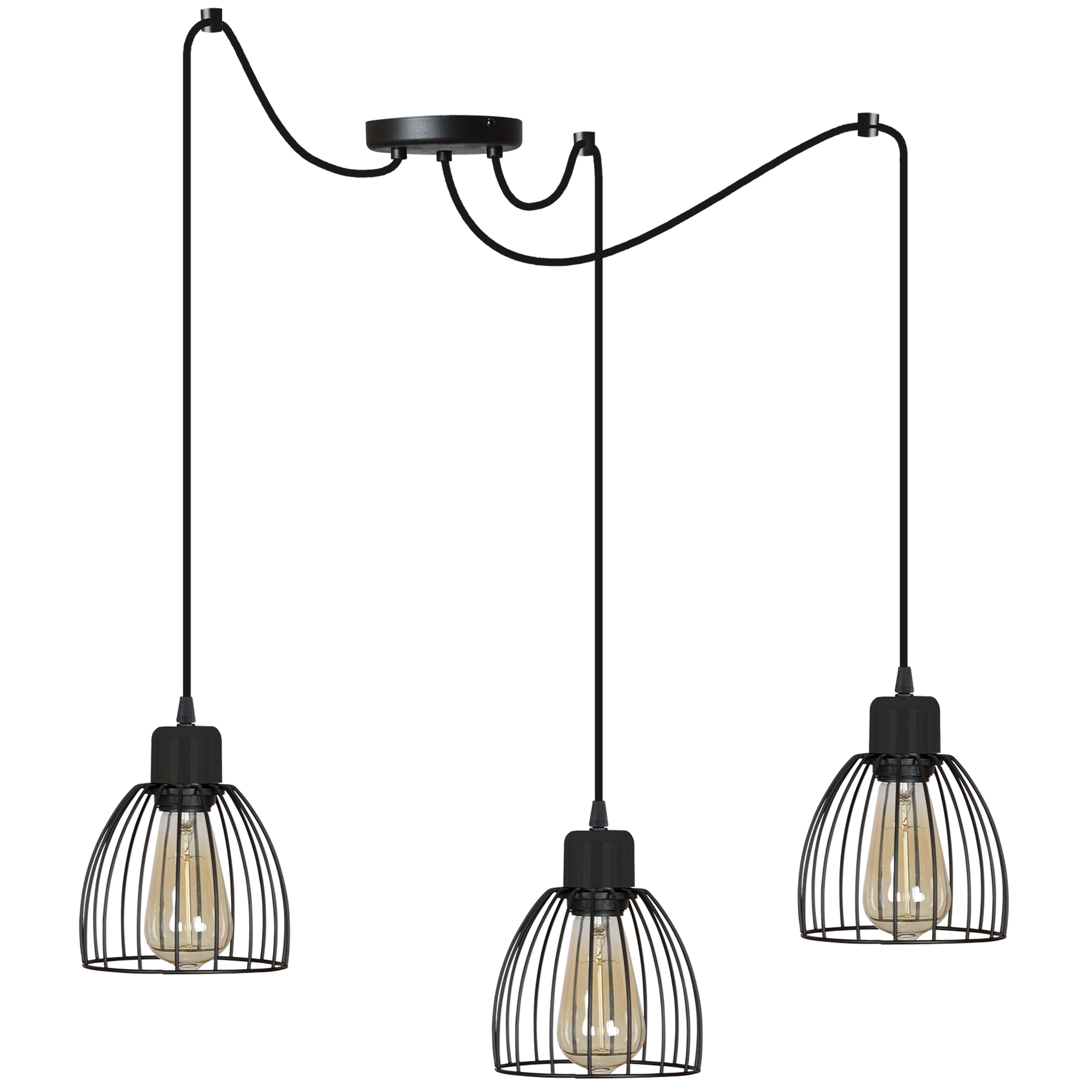 Závěsné Stropní Svítidlo Lustr Pavouk Trojitý Loft Černá Bílá Moderní