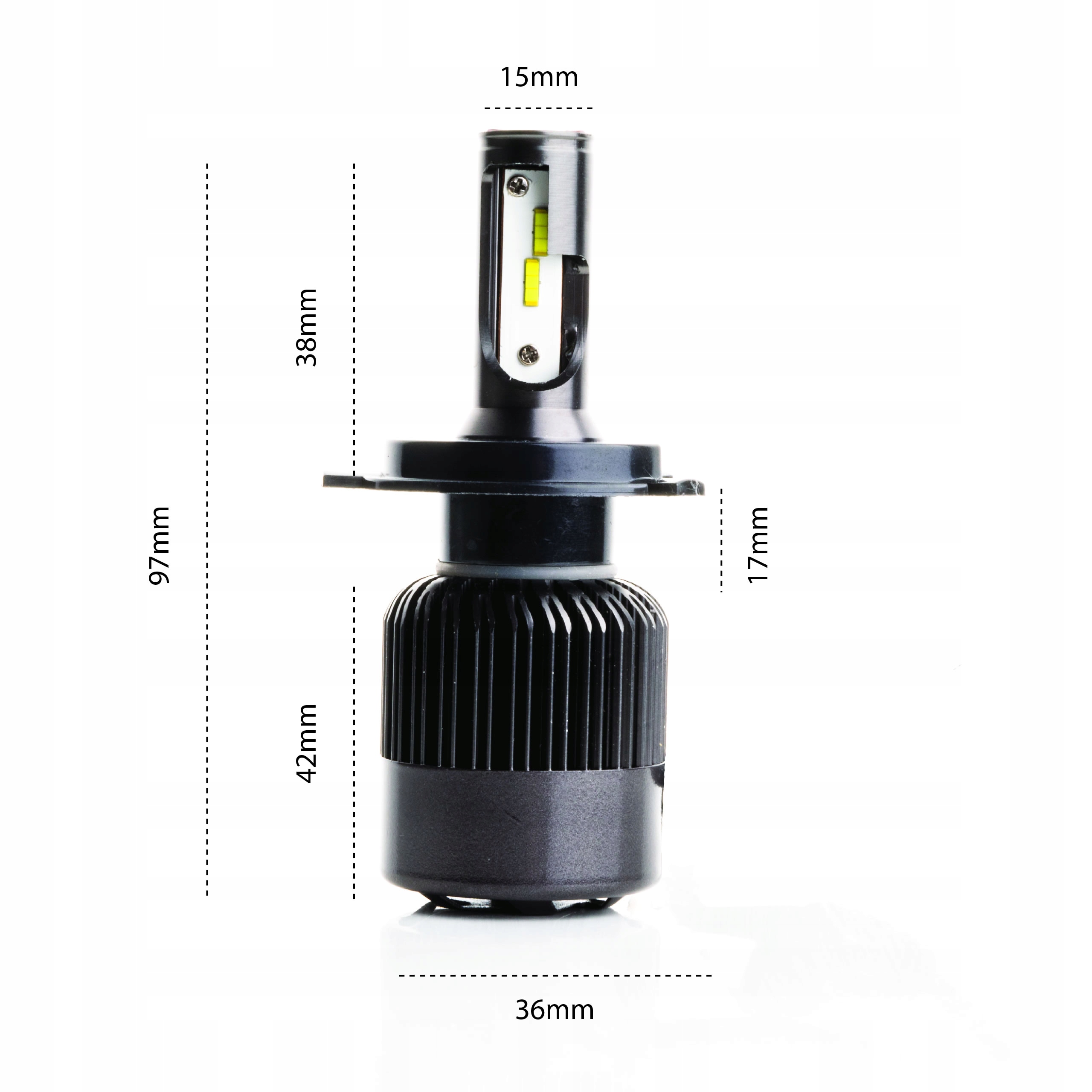 MOCNA Żarówka LED H4 MOTOCYKL WENTYLATOR FlipChip Waga produktu z opakowaniem jednostkowym 0.5 kg