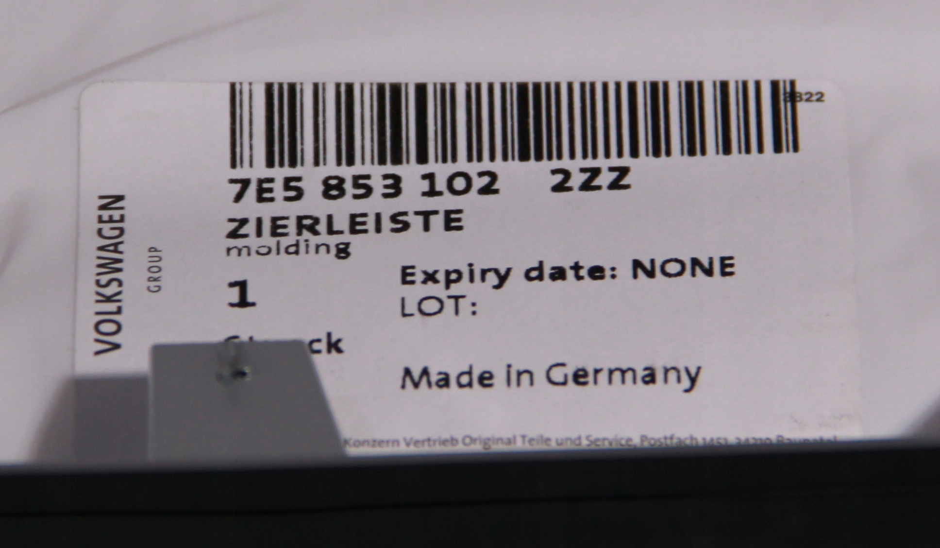 VW T6 LISTWA CHROM PRZÓD PRAWA 7E5853102 2ZZ Numer katalogowy części 7E5853102