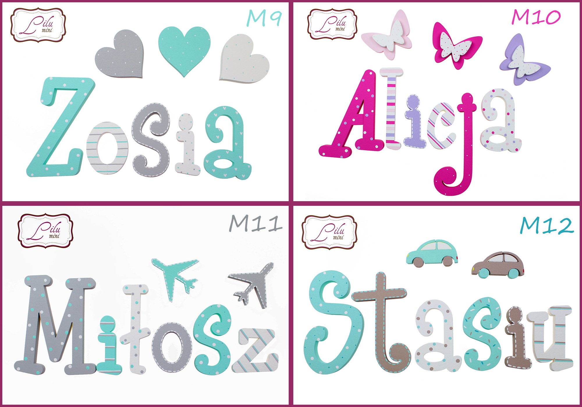 LITERKI IMIĘ DZIECKA + 3 dekory GRATIS Marka inna marka