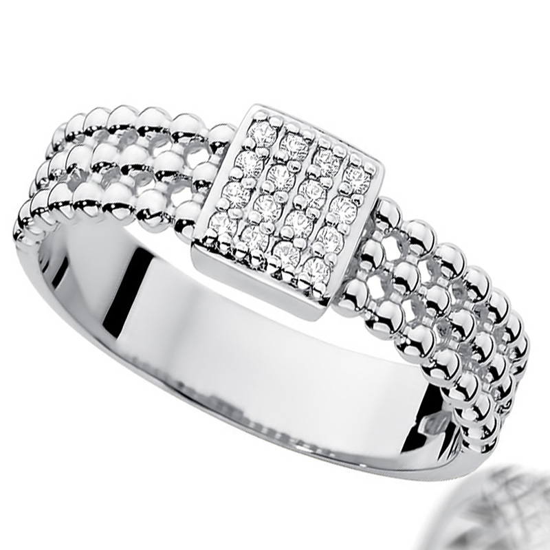 

Pierścionek Z Białego Złota Z Brylantami 0,08ct