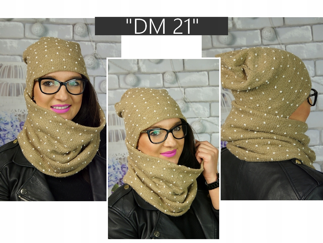 POLSKI Komplet CZAPKA beanie + KOMIN Tunel zimowy Marka Distribution4you