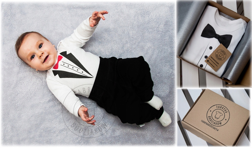 KOMPLET BODY SPODNIE MAŁY ELEGANT 80 na CHRZEST Marka Inna marka