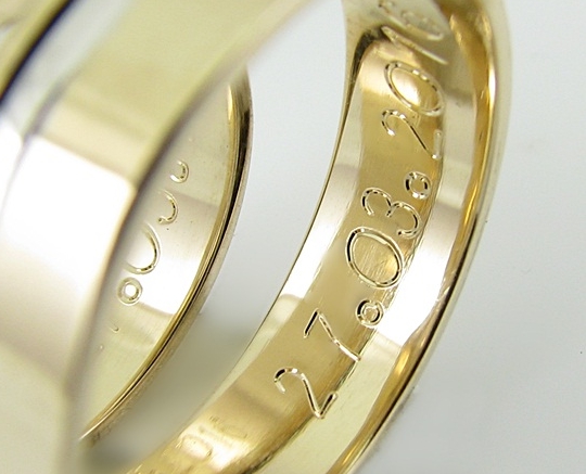 ZŁOTE OBRĄCZKI Z IMIONAMI NA ZEWNĄTRZ !!!! Szerokość 4 mm