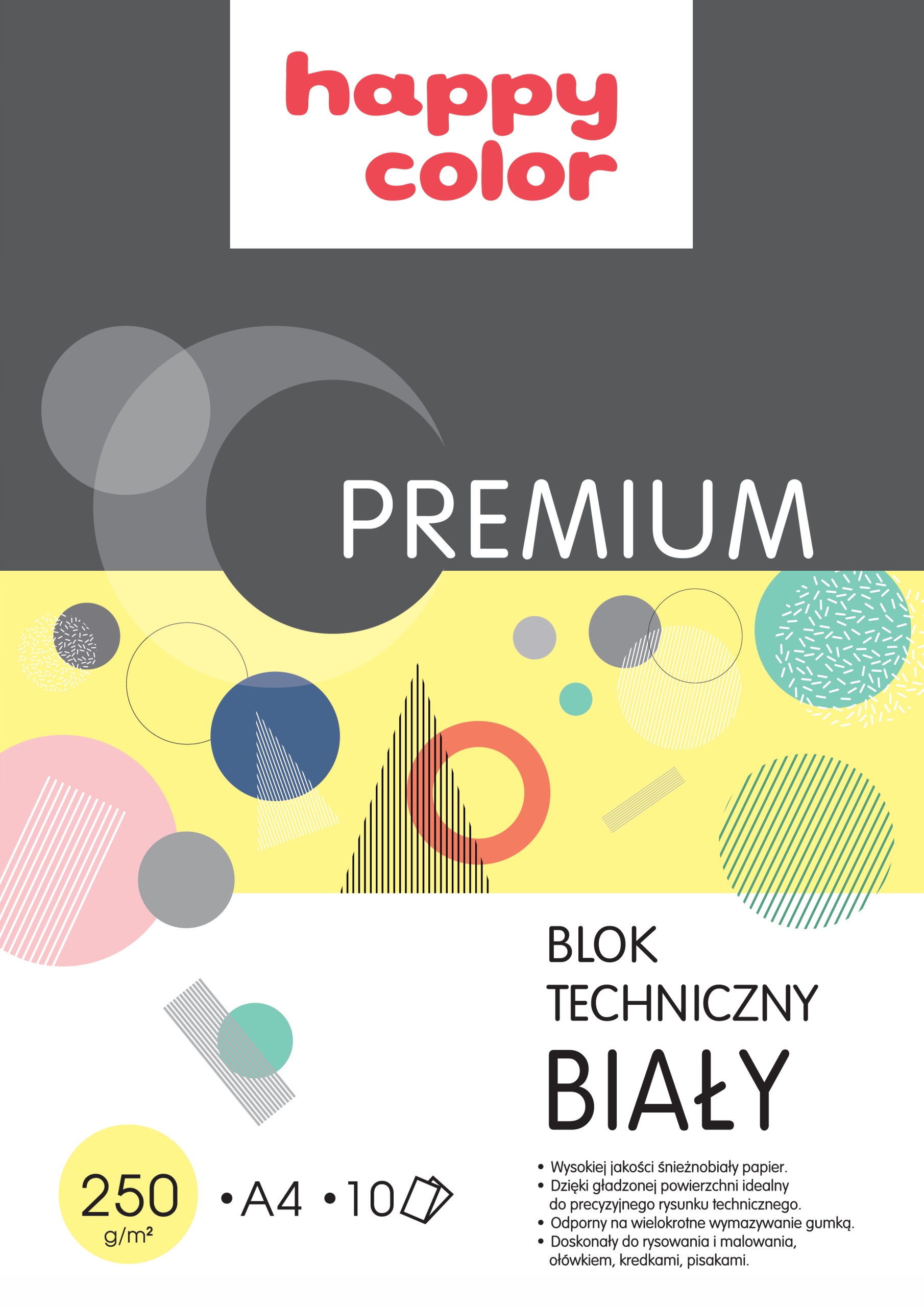 B192 Blok Techniczny Biały A4 Gruby 250g 10 Kartek