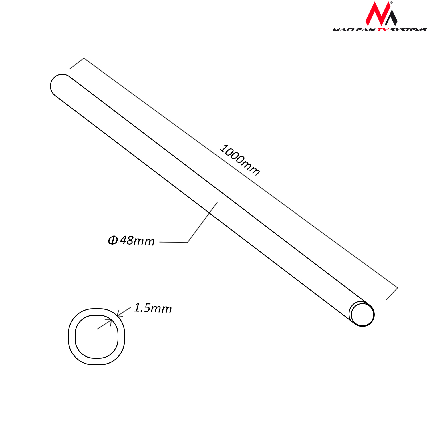 MASZT ANTENOWY 1M OCYNKOWANY RURA SŁUP SAT 100CM Model MCTV-560