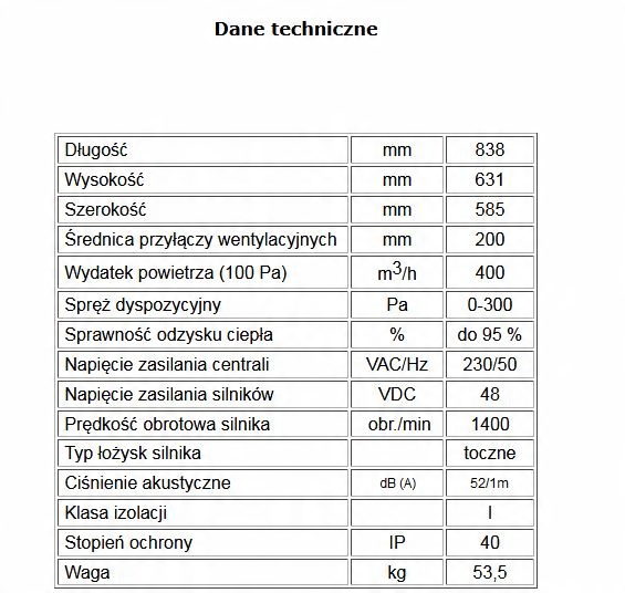 Рекуператор ПКП OPTIMAL 400 BY PASS Dospel тип ПКП