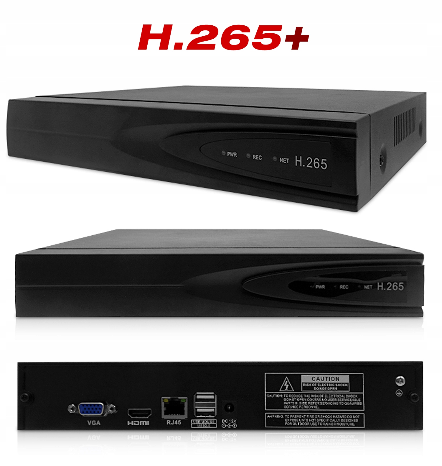 2x FULL HD SONY MONITORING H265+ NVR POE WDR IR Maksymalna liczba obsługiwanych dysków 1