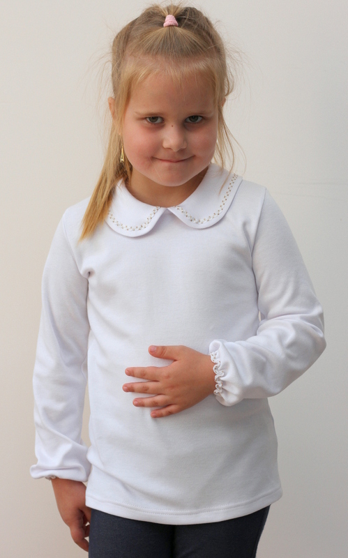 BLUZKA BIAŁA Z KOŁNIERZYKIEM ROZ. 128 - KLAUDYNKA Kolor biały