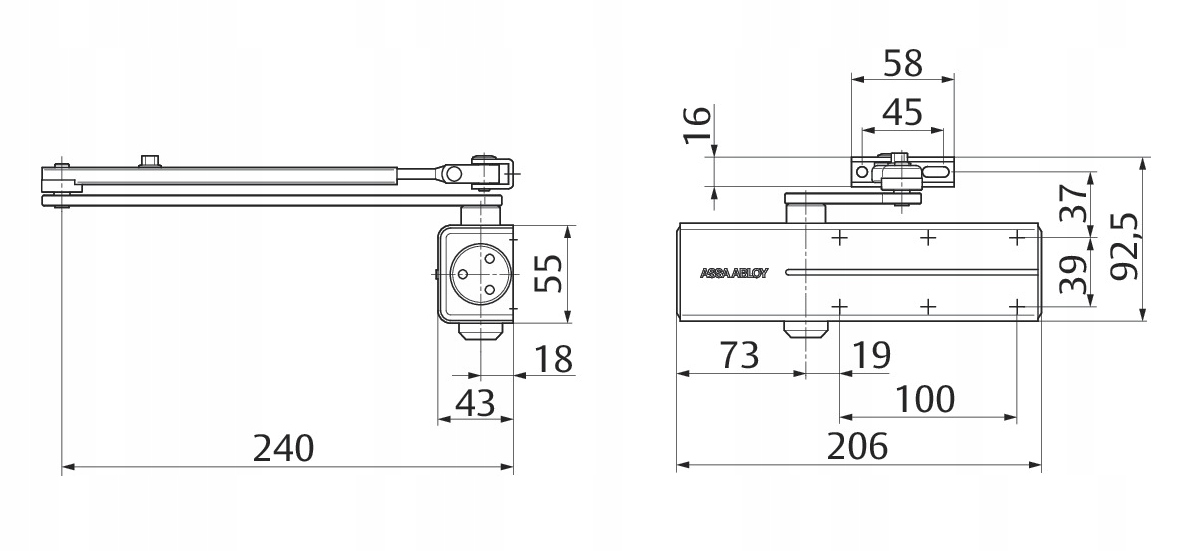 Zatvárač dverí - DC140 Self -Loader s rukou, čierna