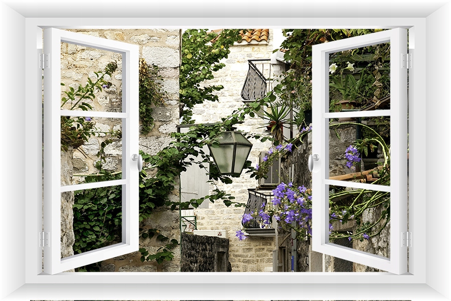 

Fototapeta Okno 3D Uliczaka Widok Mur 150x100