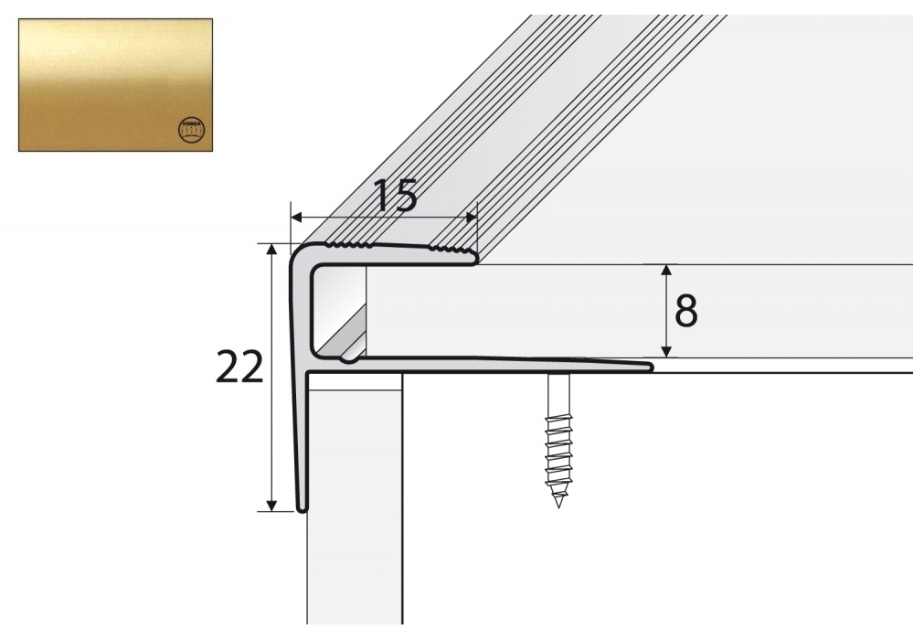 

Aluminiowa listwa schodowa A60, 180cm Złoto