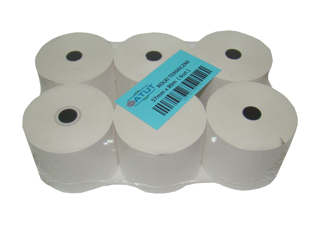 

Rolki do kasy termiczne 57x80m 6szt Markowe 57mm