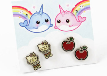 

kolczyki Hello Kitty kotki Nerd kawaii japan K47