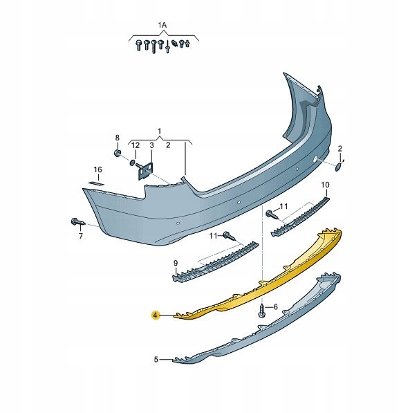DOKŁADKA SPOJLER ZDERZAKA TYŁ AUDI A4 B8 LIFT NOWA Numer katalogowy części 8K0807521G