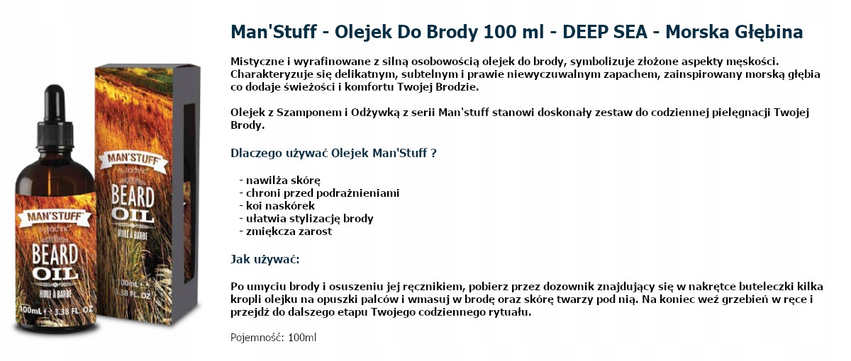 Zest.Do Brody / Olejek 100 ml+Włosie natura NOWOŚĆ Marka Man'Stuff