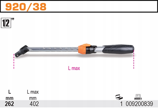 BETA POKRĘTŁO 1/2" Z PRZEGUBEM REG DŁ 920/38 EAN (GTIN) 8014230799513