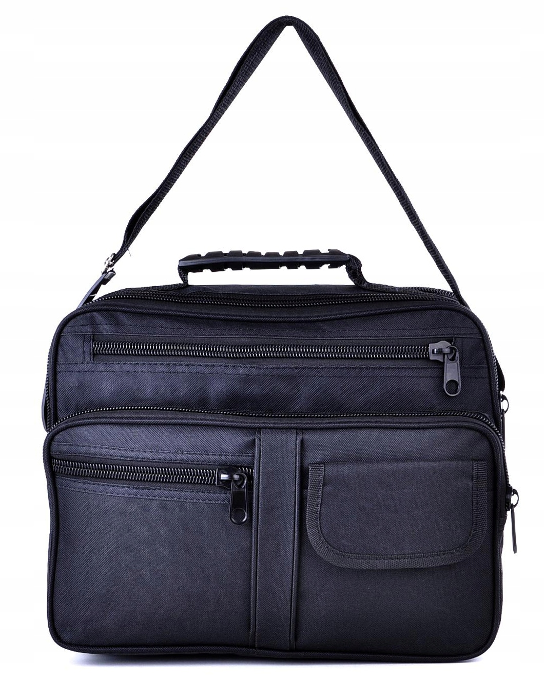 CODZIENNA CZARNA TORBA MĘSKA NA RAMIĘ Z KABURĄ 13L Kolekcja TORBA NA ŚNIADANIE