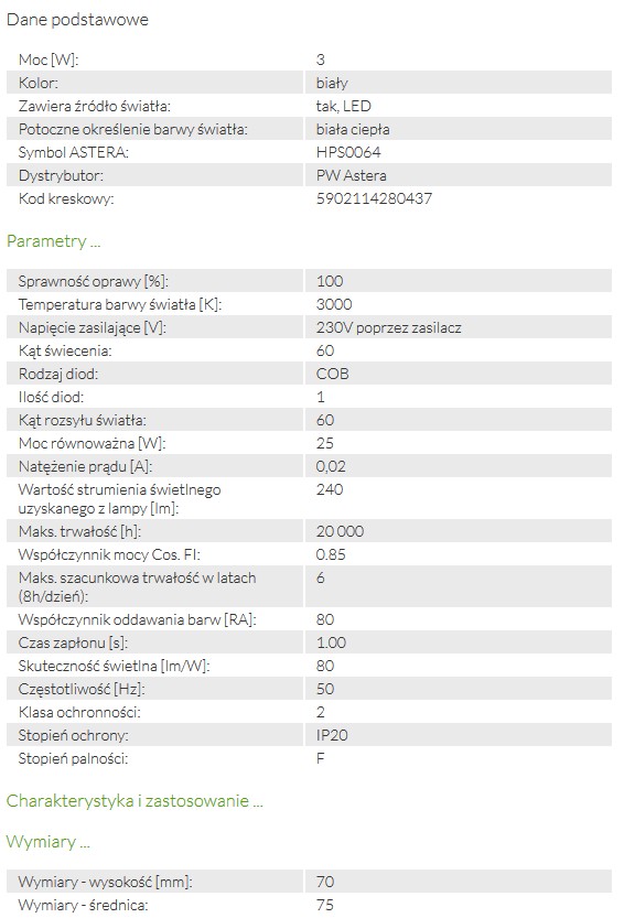 Lampa LED natynkowa tuba biała mat 3W 3000K Marka inna