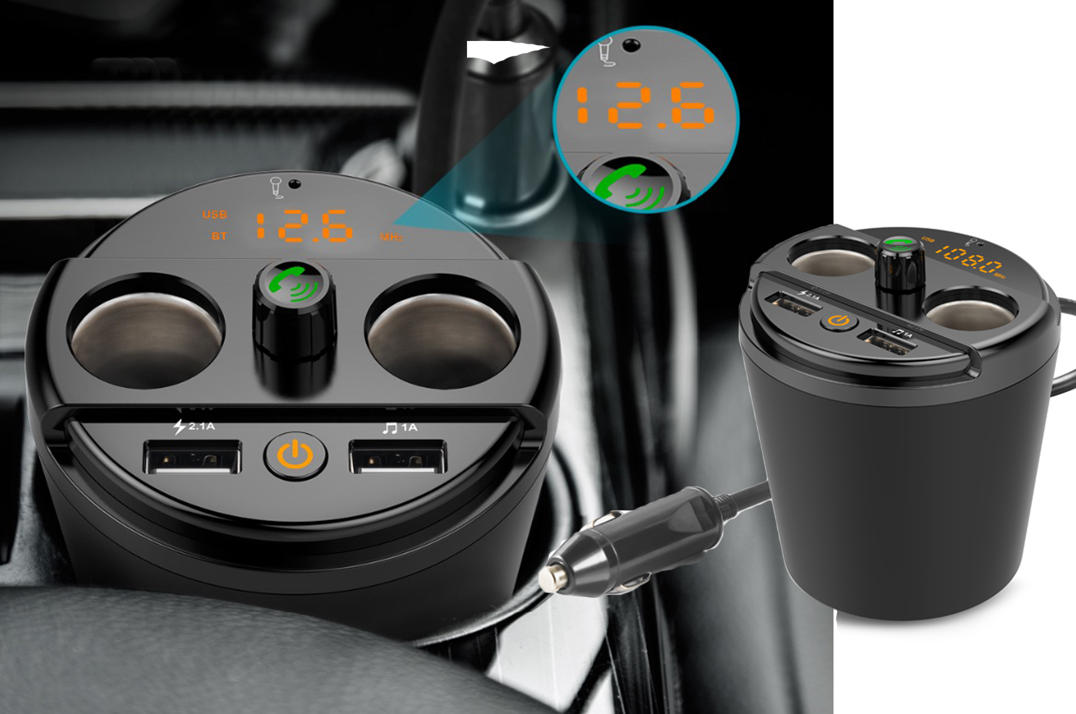 TRANSMITER FM ZESTAW GŁOŚNOMÓWIĄCY BLUETOOTH 2XUSB Model FM401E