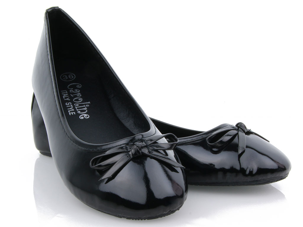 

Balerinki Z Kokardką Buty Lakier Czarne G3 1556 37