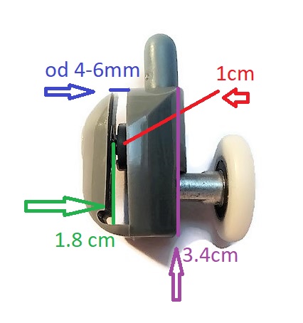 ROLKI DOLNE DO KABINY PRYSZNICOWEJ ROZMIAR 20MM KOMPLET Typ rolka