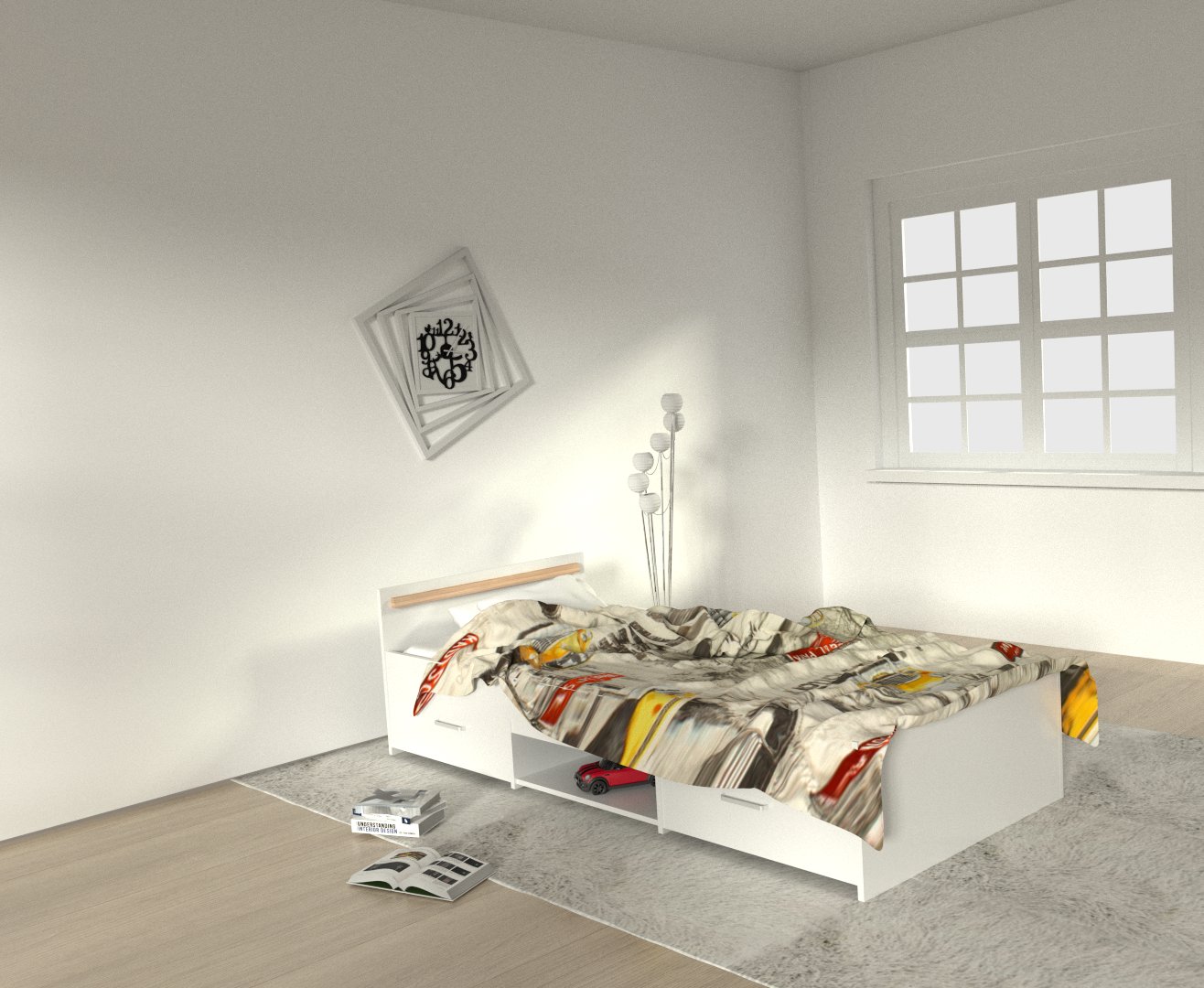 КРОВАТЬ С ЯЩИКАМИ 90х200 ALPINA АКЦИЯ