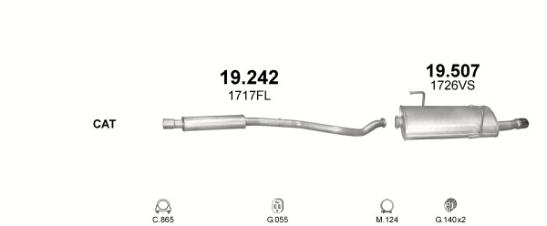 Tłumik końcowy Peugeot 206cc 2 , 0i 00 - 07r . Номер каталоге запчасти 19 . 507 foto 1