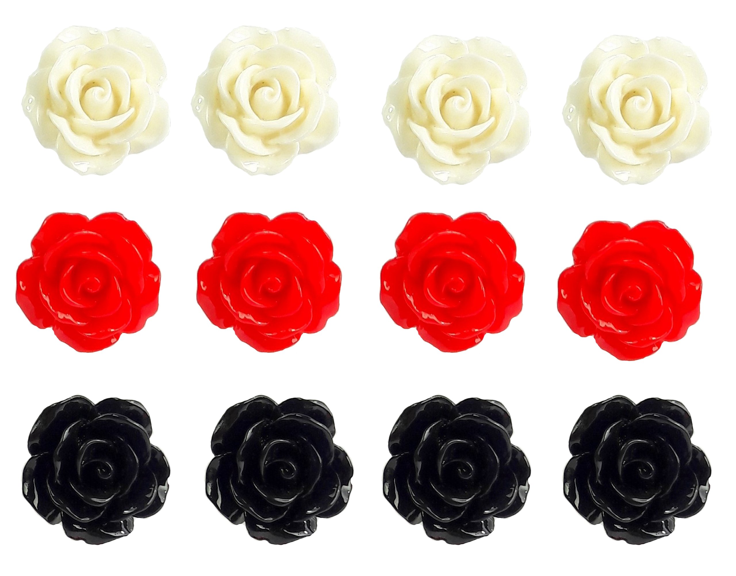 

KH519 Kolczyki Róże 6 par -hurt