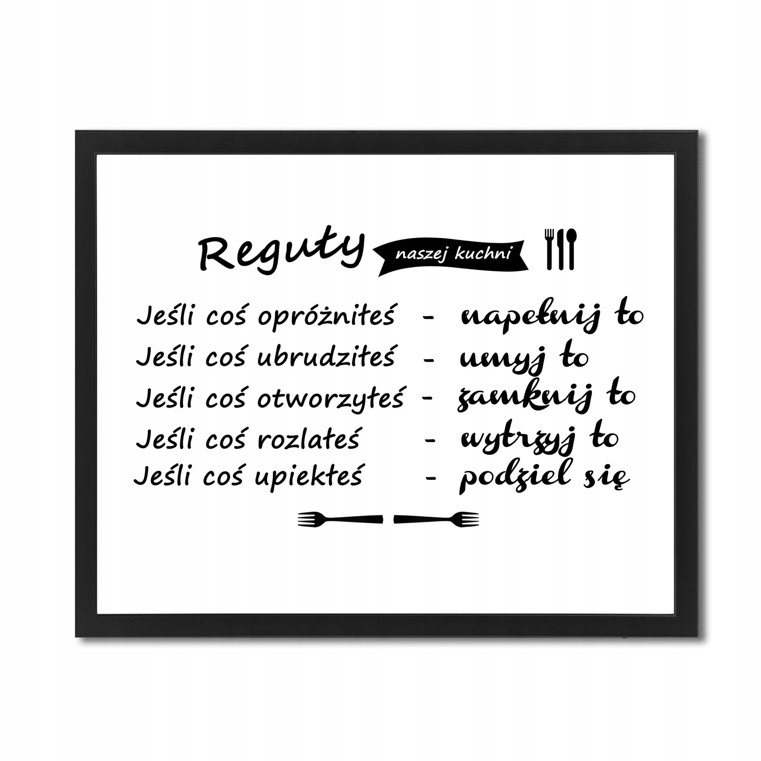 Plakat Z Napisami Do Kuchni Obraz W Ramie Na Ścianę Czarno Biały