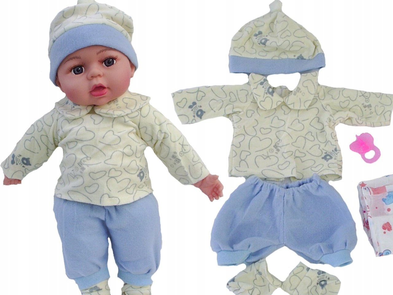 

Ubranko Dla Lalki Chłopca, Dres, Pampers+ Smoczek
