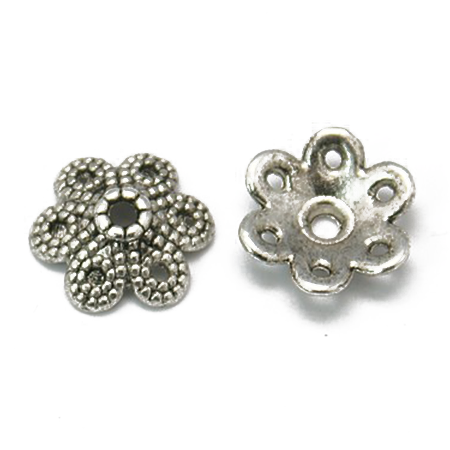Przekładki Nakładki Srebrne Kwiatki, 10mm, 10szt