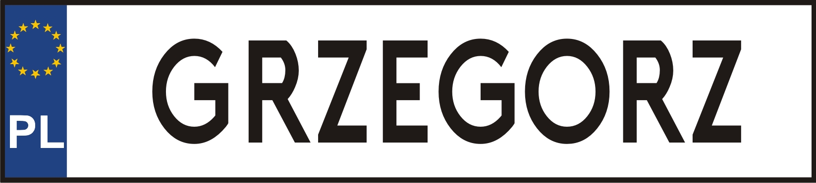 

Tablica Rejestracyjna Z Imieniem Grzegorz