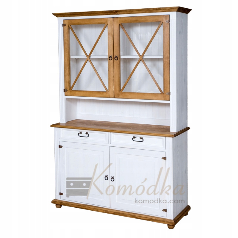 Kredens drewniany biały woskowany rustykalny KR2HX