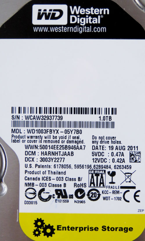 DYSK WD WD1003FBYX 1TB SATAII 64MB 7.2K = GWR_5LAT Interfejs SATA II