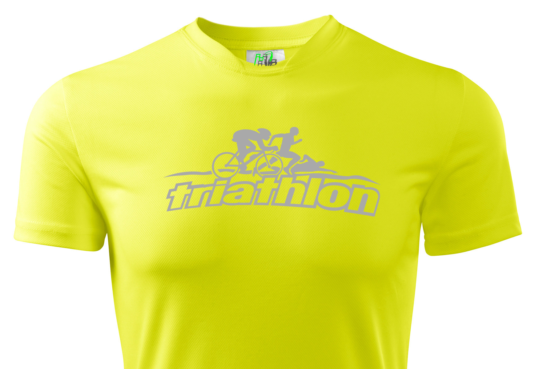 

Koszulka Oddychająca Odblaskowy Nadruk Triathlon
